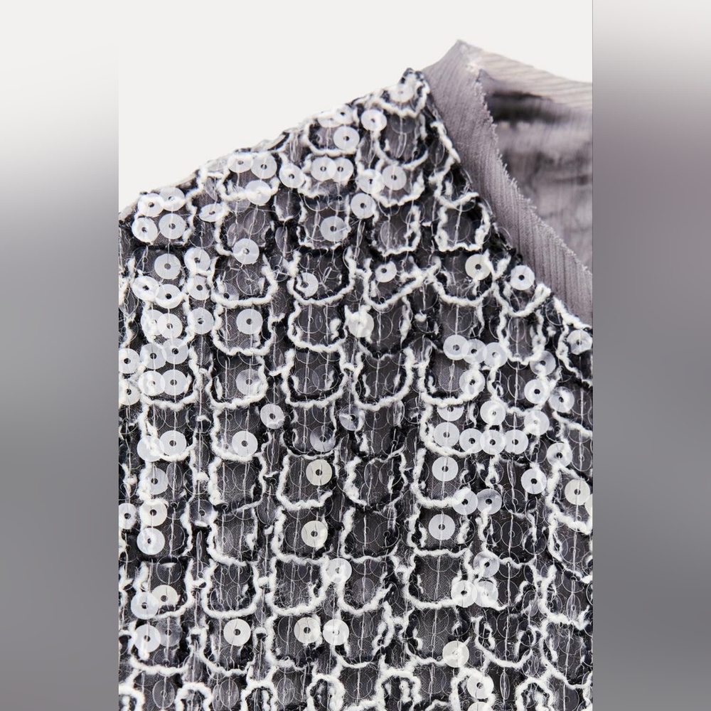 Zara ZW Limited Collection Textured Sequin Jacket - Picture 7 of 11